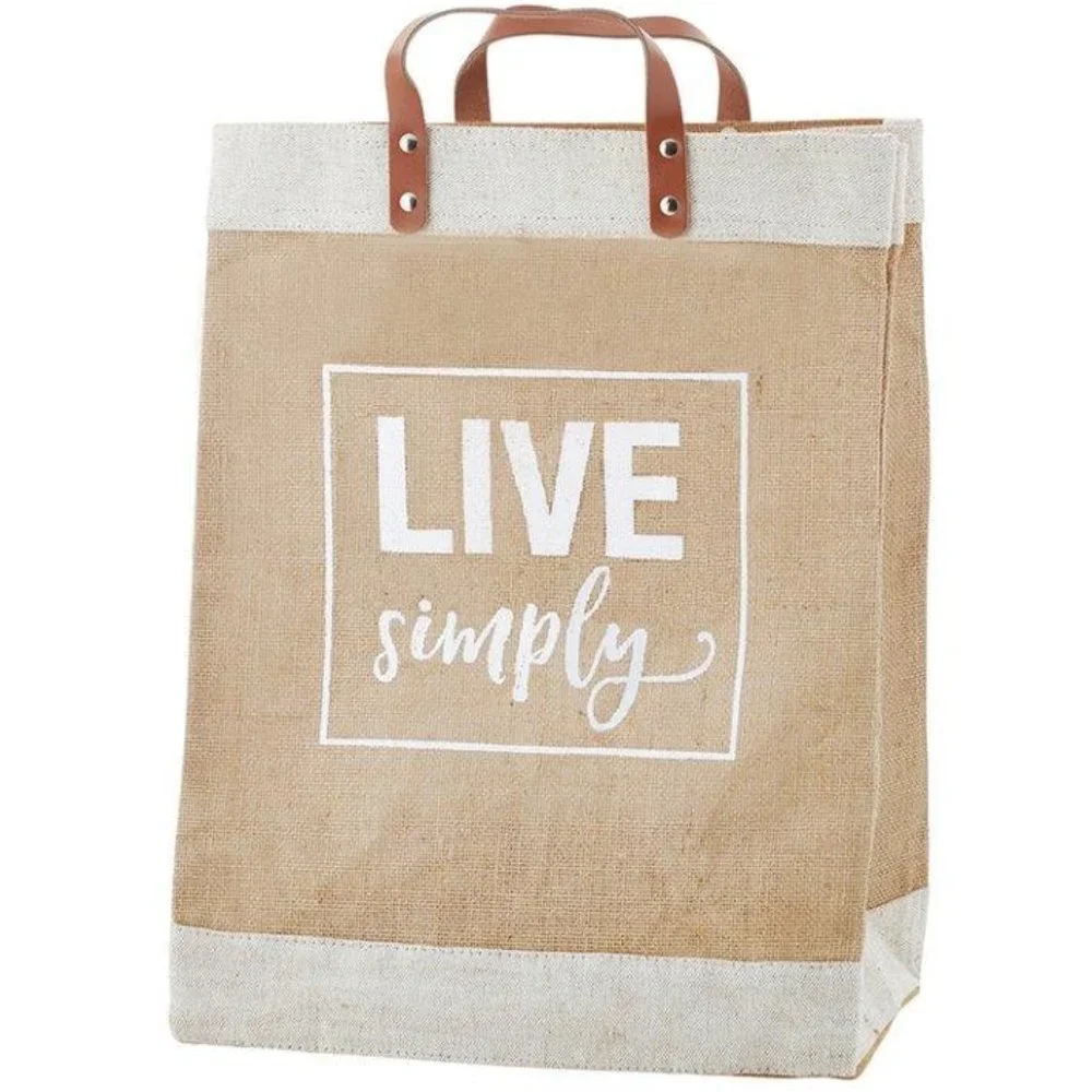 NWT (2) Tote Bundle - Live Simply Inspirational Jute Market Tote Bag -SB Designs - Picture 2 of 3